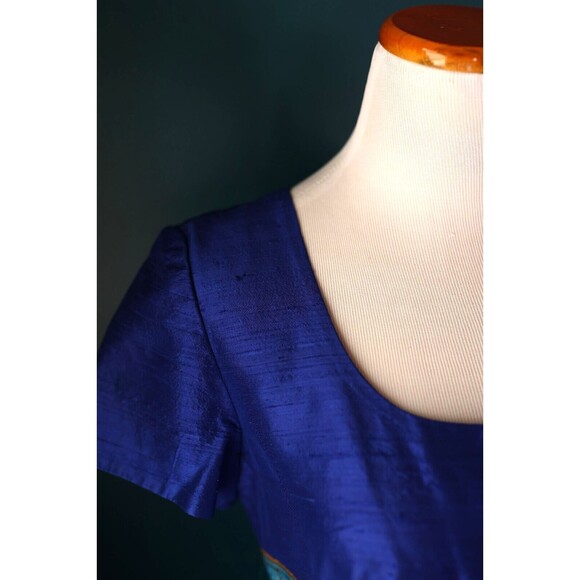 Vintage Spencer Jeremy Dress Silk Royal Blue Short Sheath Retro Empire Waist 6 - Picture 6 of 12